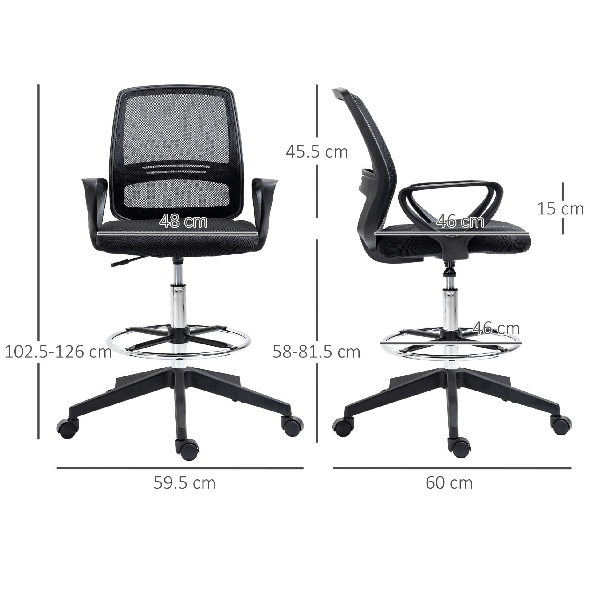 Vinsetto Ergonomic Mesh Back Drafting Chair, Upgrade your office setup with Vinsetto's ergonomic mesh back drafting chair with adjustable height and footrest for comfortable and productive work.