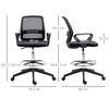 Vinsetto Ergonomic Mesh Back Drafting Chair, Upgrade your office setup with Vinsetto's ergonomic mesh back drafting chair with adjustable height and footrest for comfortable and productive work.