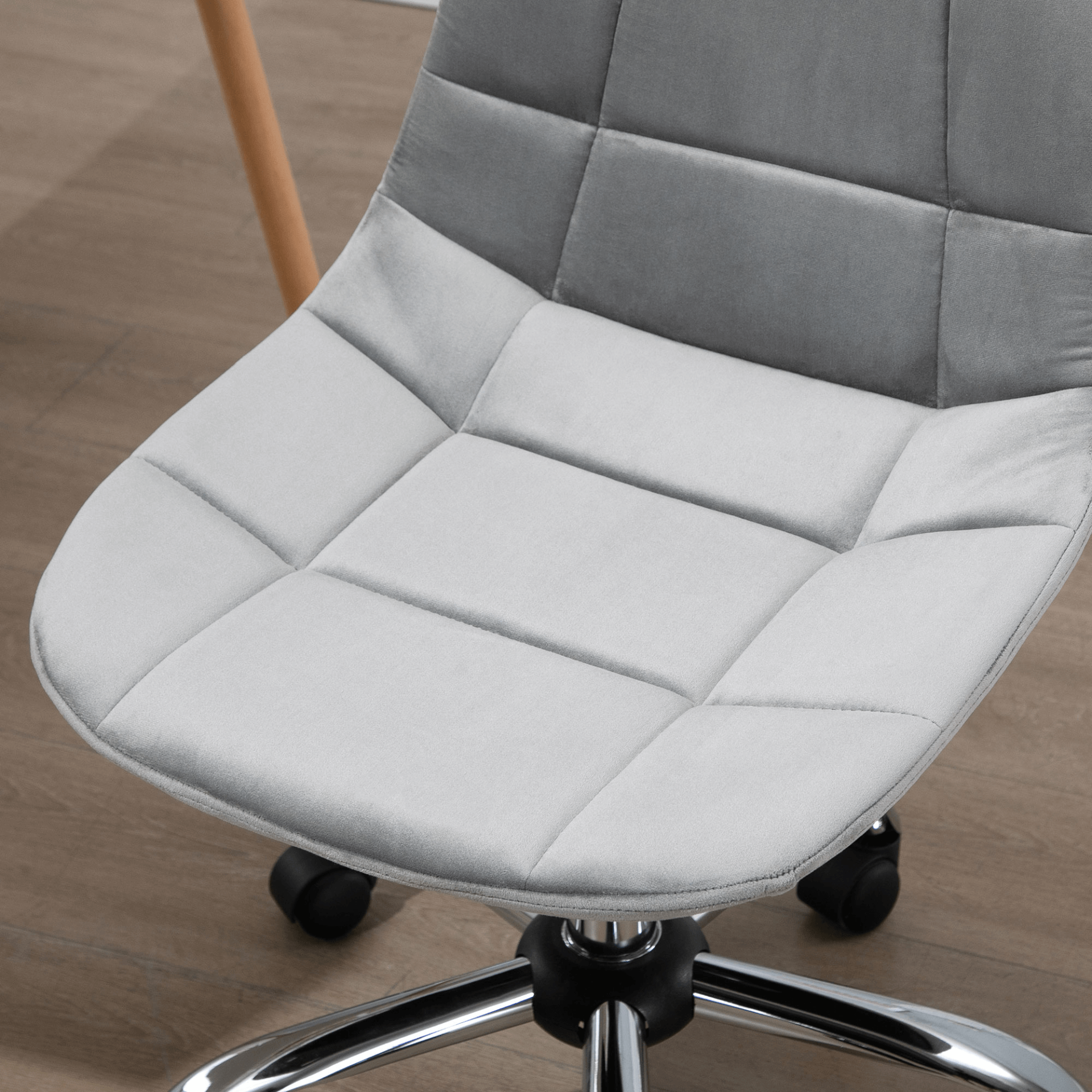 Vinsetto Ergonomic Office Chair - Grey Velvet, Upgrade your home office with the Vinsetto Ergonomic Office Chair. Features sleek design, adjustable height, smooth wheels, and optimal support.