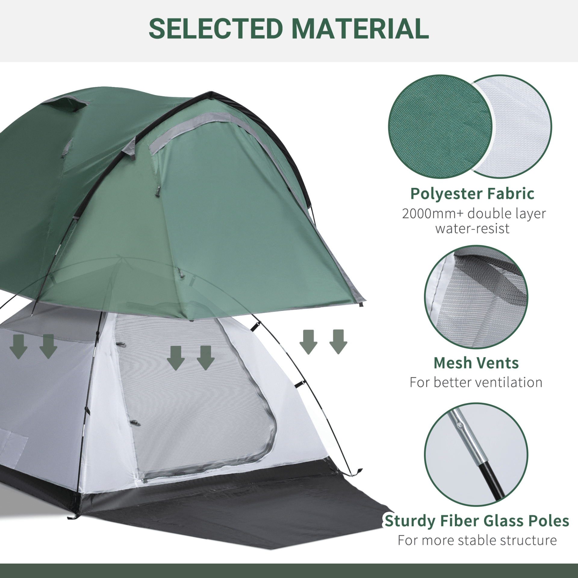 Weatherproof 2-3 Person Dome Camping Tent | Outsunny, Explore nature with the weatherproof, lightweight 2-3 person dome camping tent by Outsunny. Perfect for camping, hiking, and fishing adventures.