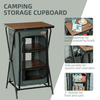 Aluminium Foldable Camping Cupboard with Storage, Stay organized on outdoor adventures with this durable aluminium camping cupboard. Features foldable design, storage shelves, and carrying bag.