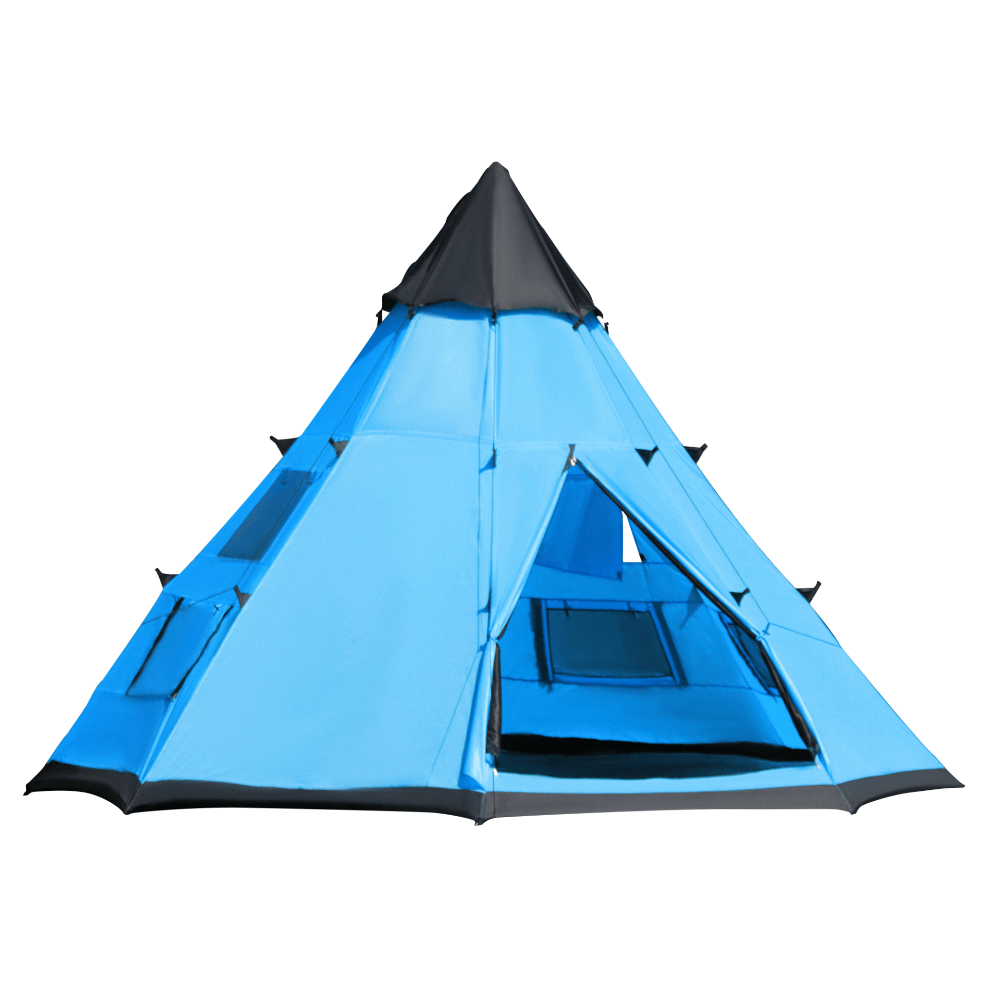 6 Men Tipi Tent with Mesh Windows & Carry Bag - Blue, Discover the Outsunny 6 Men Tipi Tent, perfect for family camping, hiking, or festivals. Easy setup, durable, and comfortable.