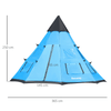 6 Men Tipi Tent with Mesh Windows & Carry Bag - Blue, Discover the Outsunny 6 Men Tipi Tent, perfect for family camping, hiking, or festivals. Easy setup, durable, and comfortable.