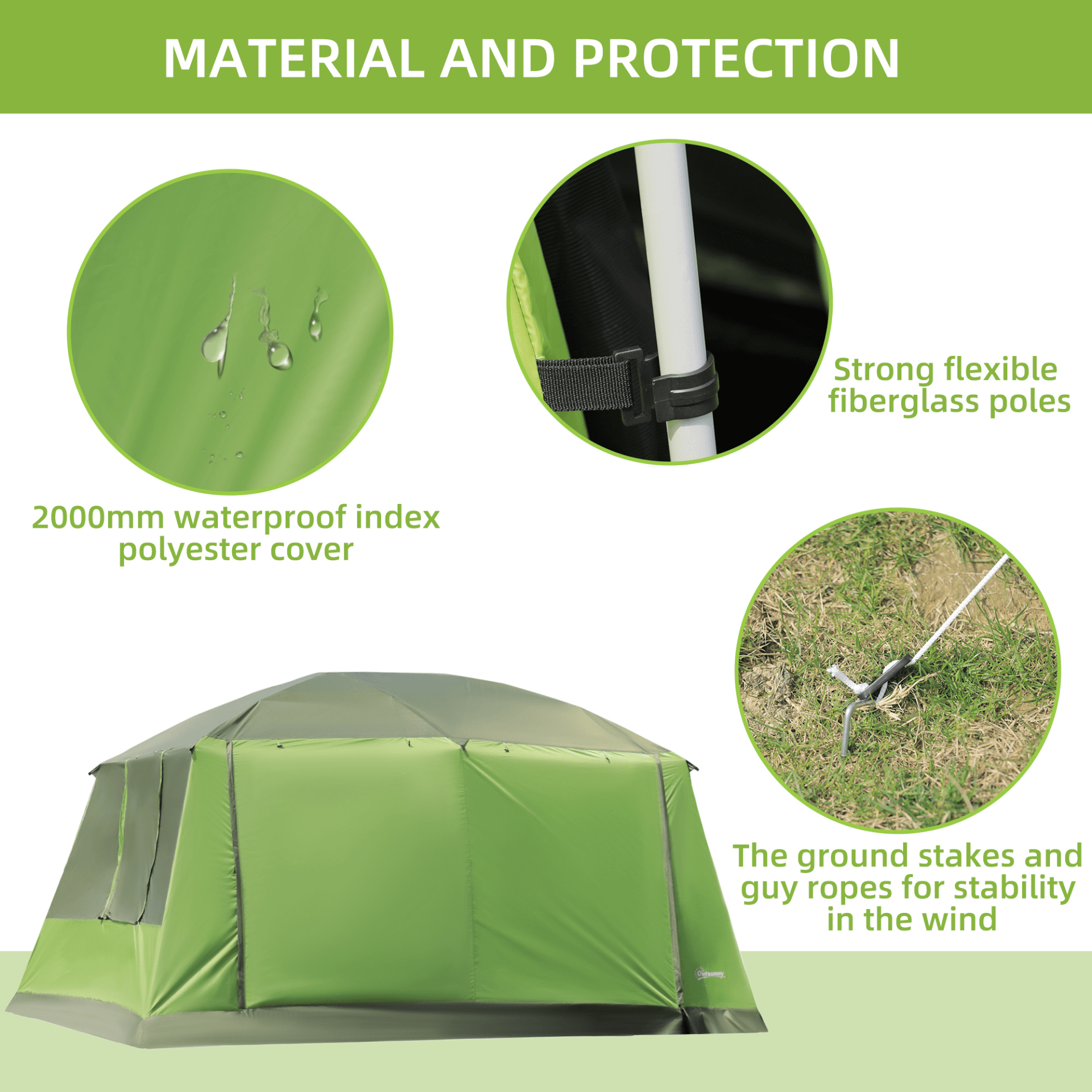 Two Room Dome Tent - Spacious Porch, Fits 4-8 People, Enjoy camping with family or friends in our Outsunny Two Room Dome Tent. Comfortably fits 4-8 people with a spacious porch. Perfect for outdoor adventures!