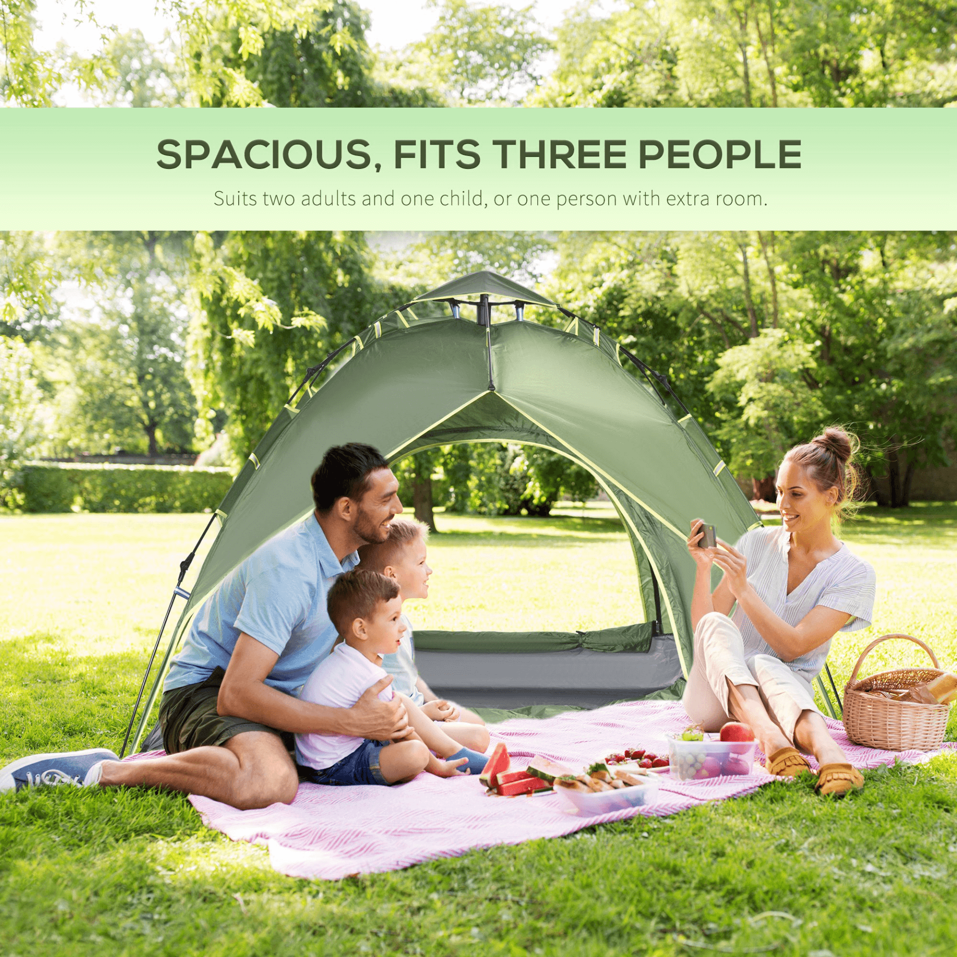 2 Person Pop Up Tent - Portable Double Layer Shelter, Enjoy hassle-free camping with our 2 Person Pop Up Tent. Quick setup, portable, and perfect for festivals, hiking, and family trips. Stay comfortable outdoors!