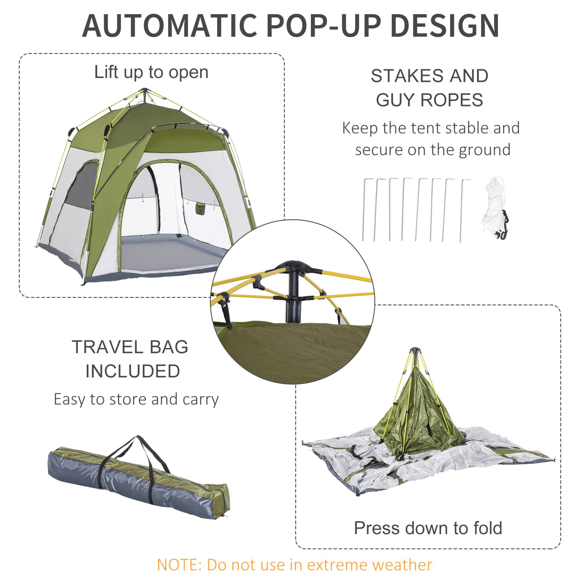 4 Person Automatic Camping Tent - Easy Setup, Discover the 4 Person Automatic Camping Tent—weather-resistant, easy setup, perfect for outdoor adventures. Ideal for camping trips, hiking, and festivals.