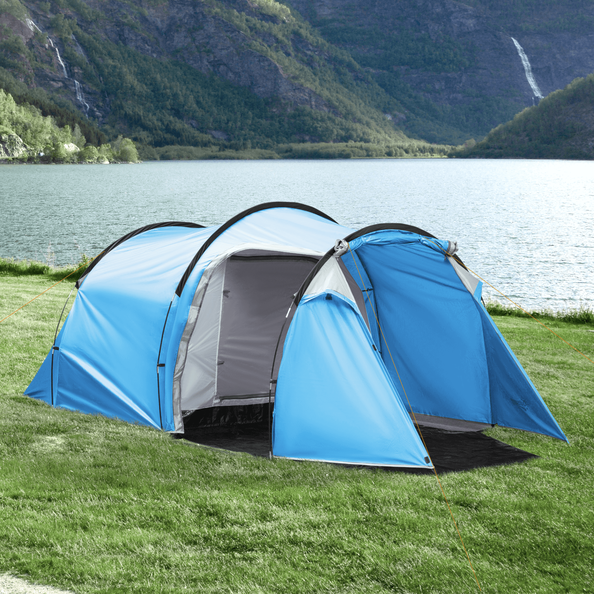 2-3 Person Tunnel Tent - Perfect for Adventures, Discover the Outsunny 2-3 Person Tunnel Tent with Vestibule, ideal for camping, hiking, and festivals. Spacious two-room design with ample storage.