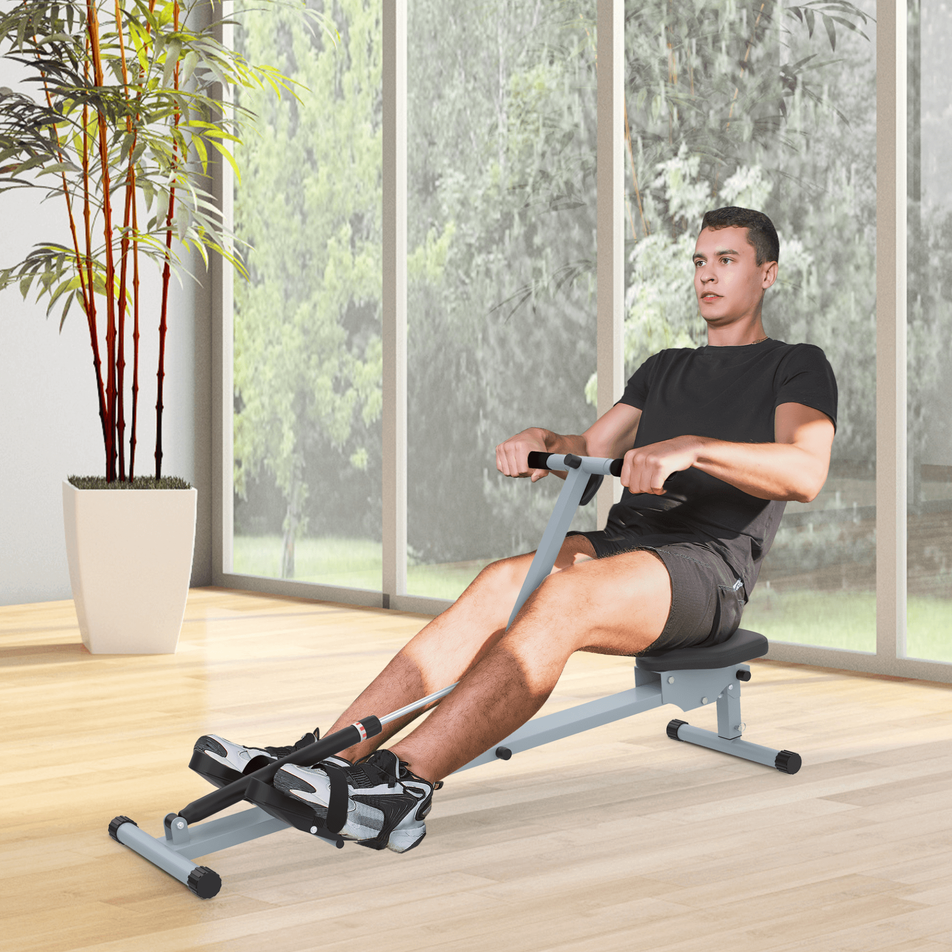 Rowing Machine Cardio Rower - Home Gym Full Body Workout, Achieve a full body workout at home with the Rowing Machine Cardio Rower. Adjustable resistance, LCD monitor, and ergonomic design for all fitness levels.