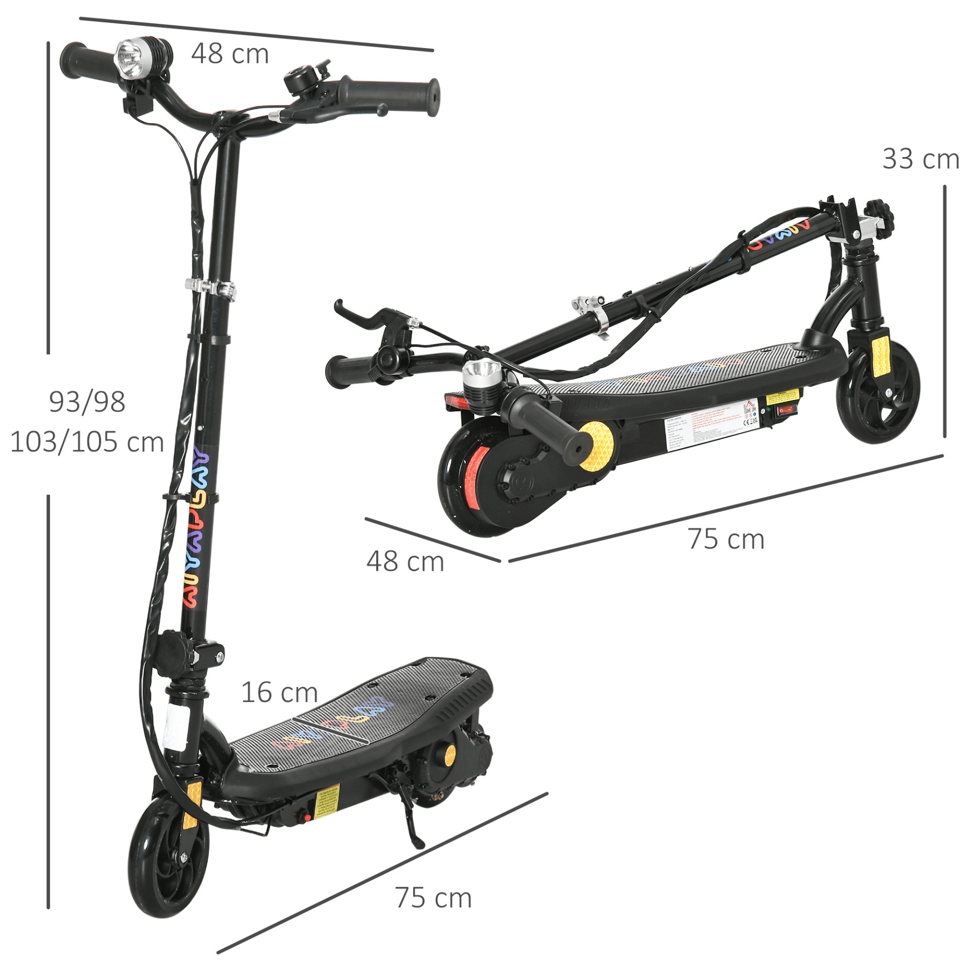 120W Folding Electric Scooter for Kids - LED & Adjustable, Speedy 120W E Scooter for kids 7-14, with an 8-10KM range, 12km/h max speed, and 3-mode LED headlight. Safe, with adjustable height.