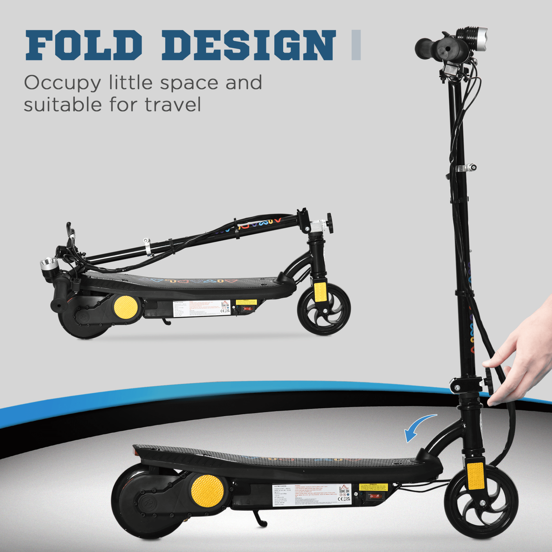 120W Folding Electric Scooter for Kids - LED & Adjustable, Speedy 120W E Scooter for kids 7-14, with an 8-10KM range, 12km/h max speed, and 3-mode LED headlight. Safe, with adjustable height.