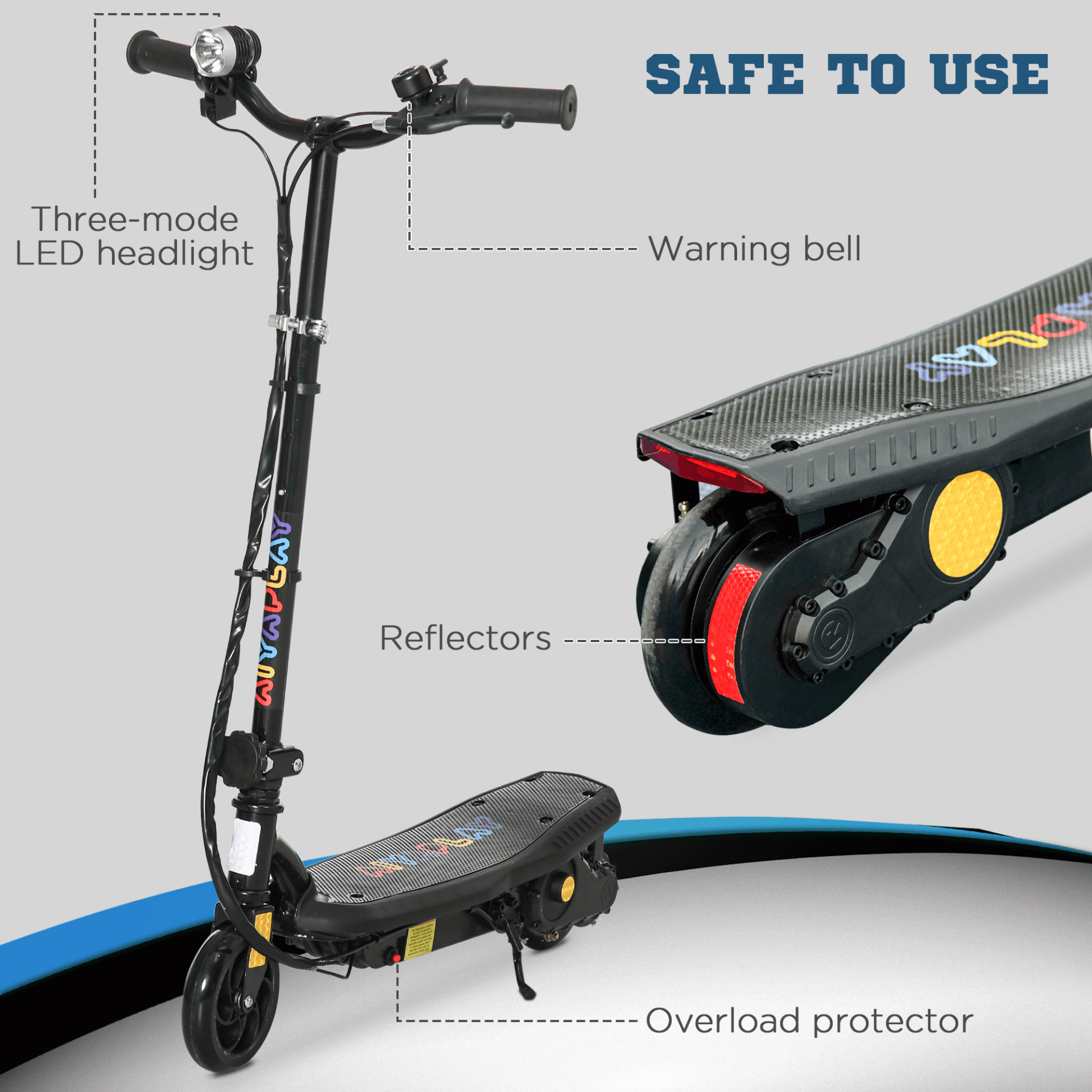 120W Folding Electric Scooter for Kids - LED & Adjustable, Speedy 120W E Scooter for kids 7-14, with an 8-10KM range, 12km/h max speed, and 3-mode LED headlight. Safe, with adjustable height.