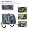 PawHut Folding Dog Bike Trailer - Blue & Grey Carrier, Travel with your pet effortlessly! This weather-resistant bike trailer is ideal for small to medium dogs, ensuring safe and easy storage.