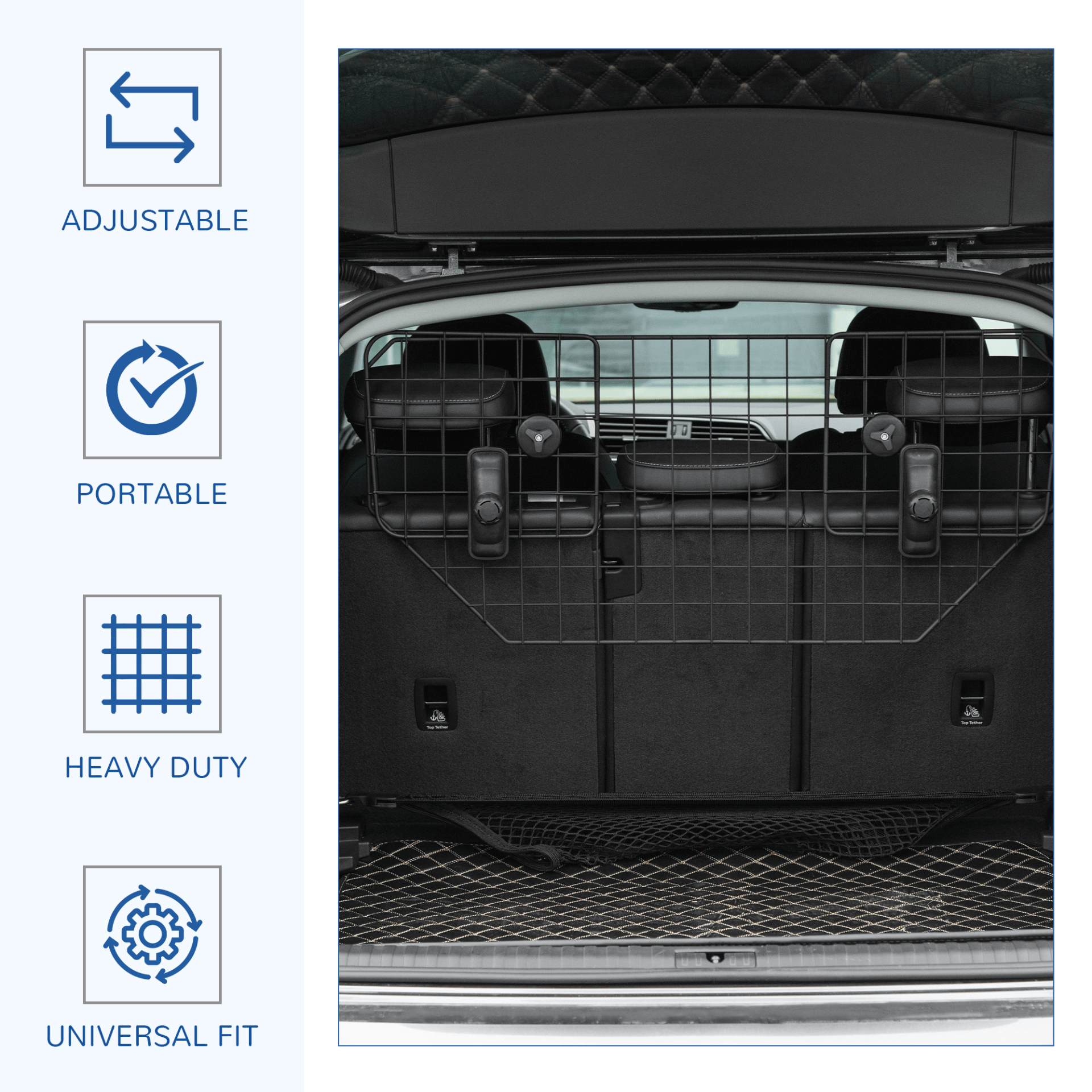 PawHut Adjustable Dog Guard for Cars - Safe Pet Barrier, Keep pets secure in your car with the PawHut Adjustable Dog Guard. Durable, easy to install, and fits 90-120cm vehicles for safer journeys.