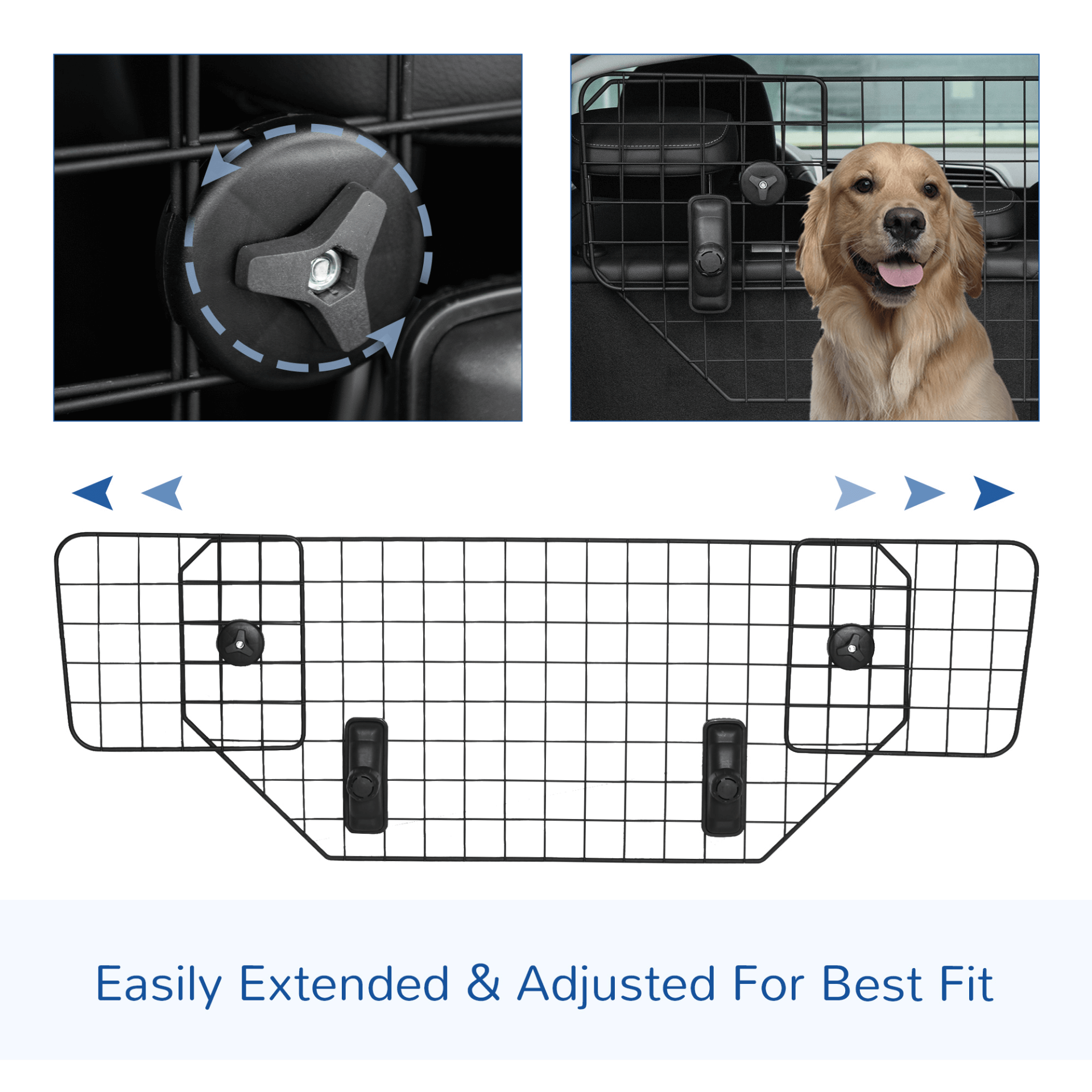 PawHut Adjustable Dog Guard for Cars - Safe Pet Barrier, Keep pets secure in your car with the PawHut Adjustable Dog Guard. Durable, easy to install, and fits 90-120cm vehicles for safer journeys.