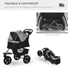 Folding Pet Stroller - 3 Wheel Dog Jogger, Adjustable Canopy, Discover the Folding Pet Stroller. Perfect for outings, it features lockable wheels, adjustable canopy, storage, and a mesh window for your pet's comfort.