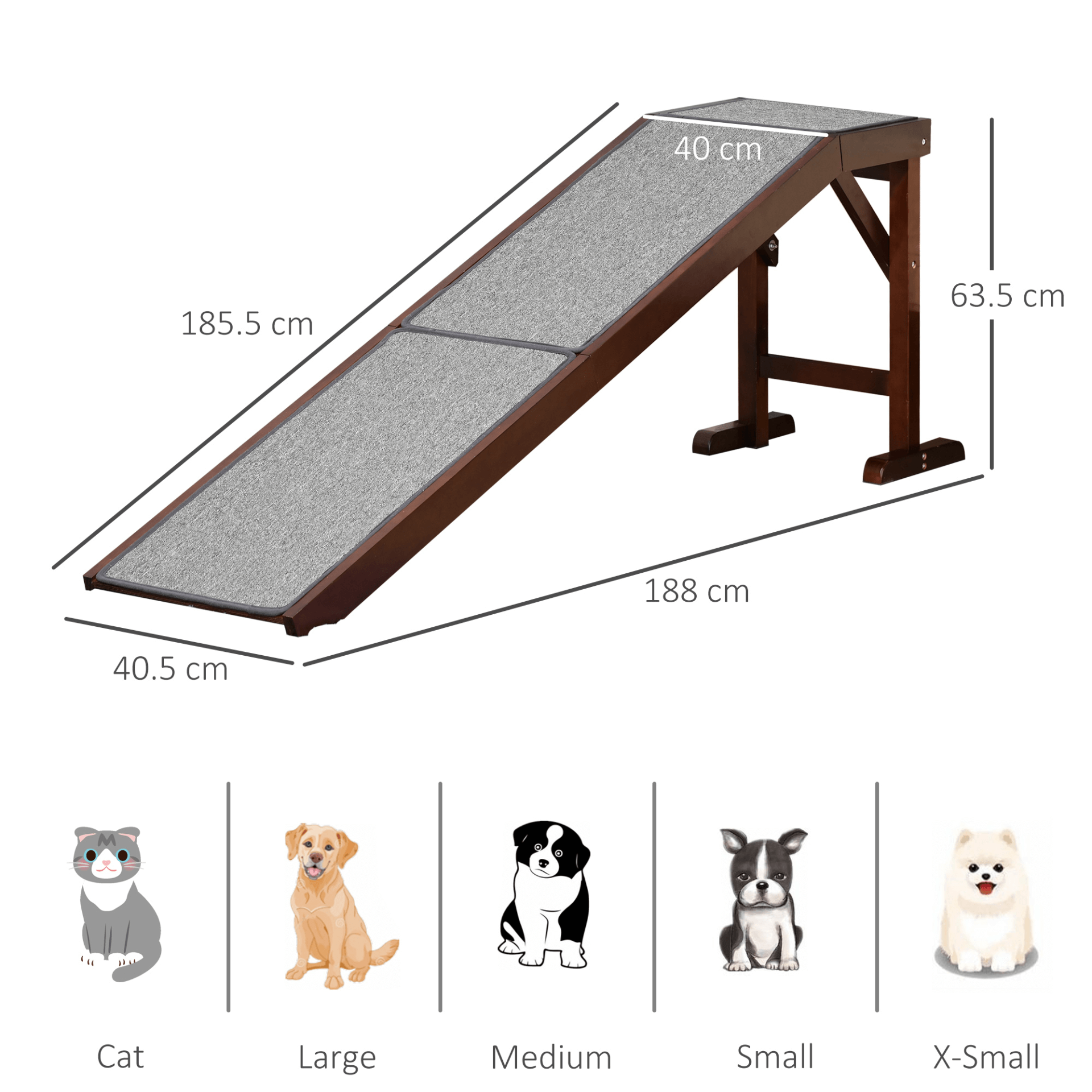 PawHut Pet Ramp - Non-Slip for Dogs & Cats, Ensure your pet's safety with our PawHut Pet Ramp. Perfect for elderly or mobility-challenged pets. Sturdy, non-slip, and comfortable.