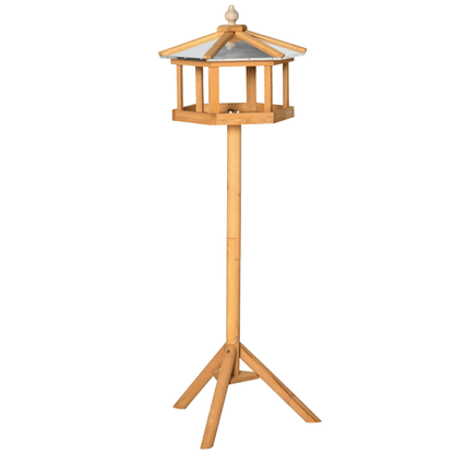 PawHut Wooden Bird Table Feeder - Weatherproof Station, Create a bird-friendly garden with this sturdy, weatherproof feeder, providing food, water, and rest for your feathered friends.