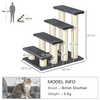 4-Step Pet Stairs with Sisal Scratch Post - Grey, Durable 4-step pet stairs with sisal scratch post for dogs and cats. Ideal for aging or injured pets. Built with E1-certified particle board and soft faux fur.