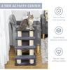 4-Step Pet Stairs with Sisal Scratch Post - Grey, Durable 4-step pet stairs with sisal scratch post for dogs and cats. Ideal for aging or injured pets. Built with E1-certified particle board and soft faux fur.