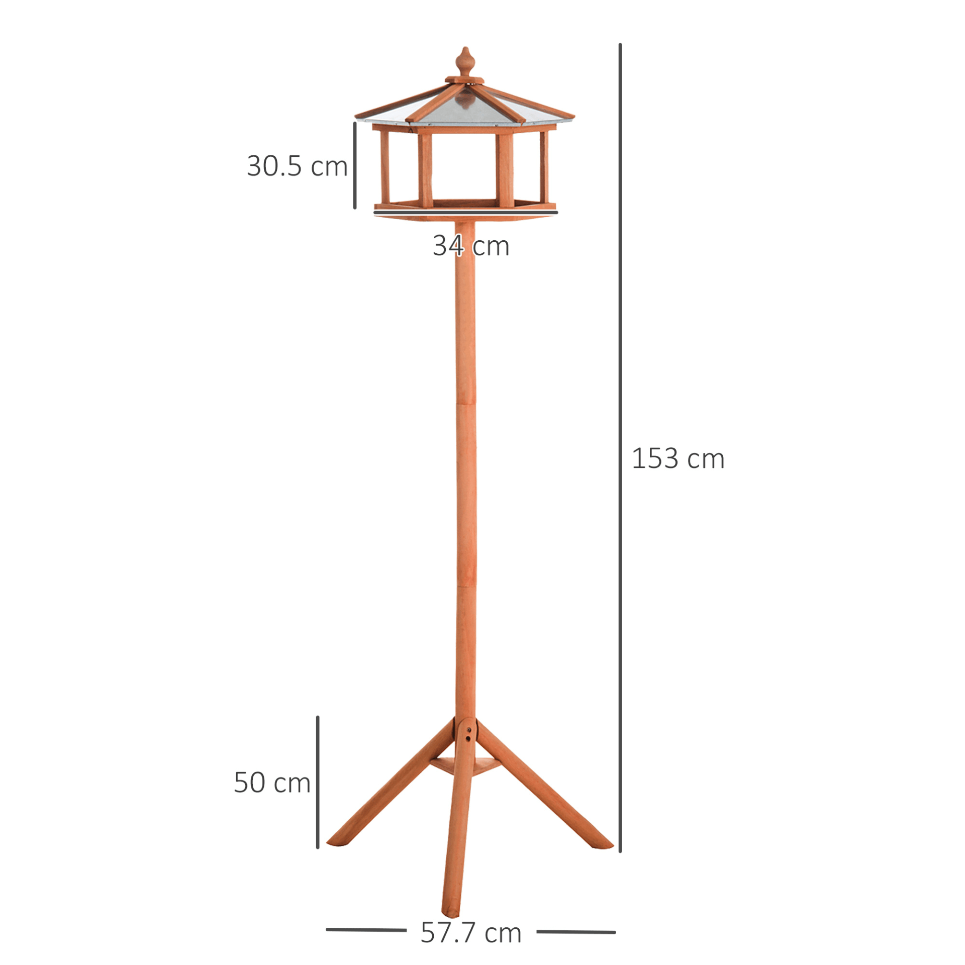 Wooden Bird Table - 153cm High Bird Feeder Stand, Enhance your garden, patio, or balcony with Wooden Bird Table. Multi-functional stand perfect for feeding, resting, & playing. Ideal for outdoor bird watching.