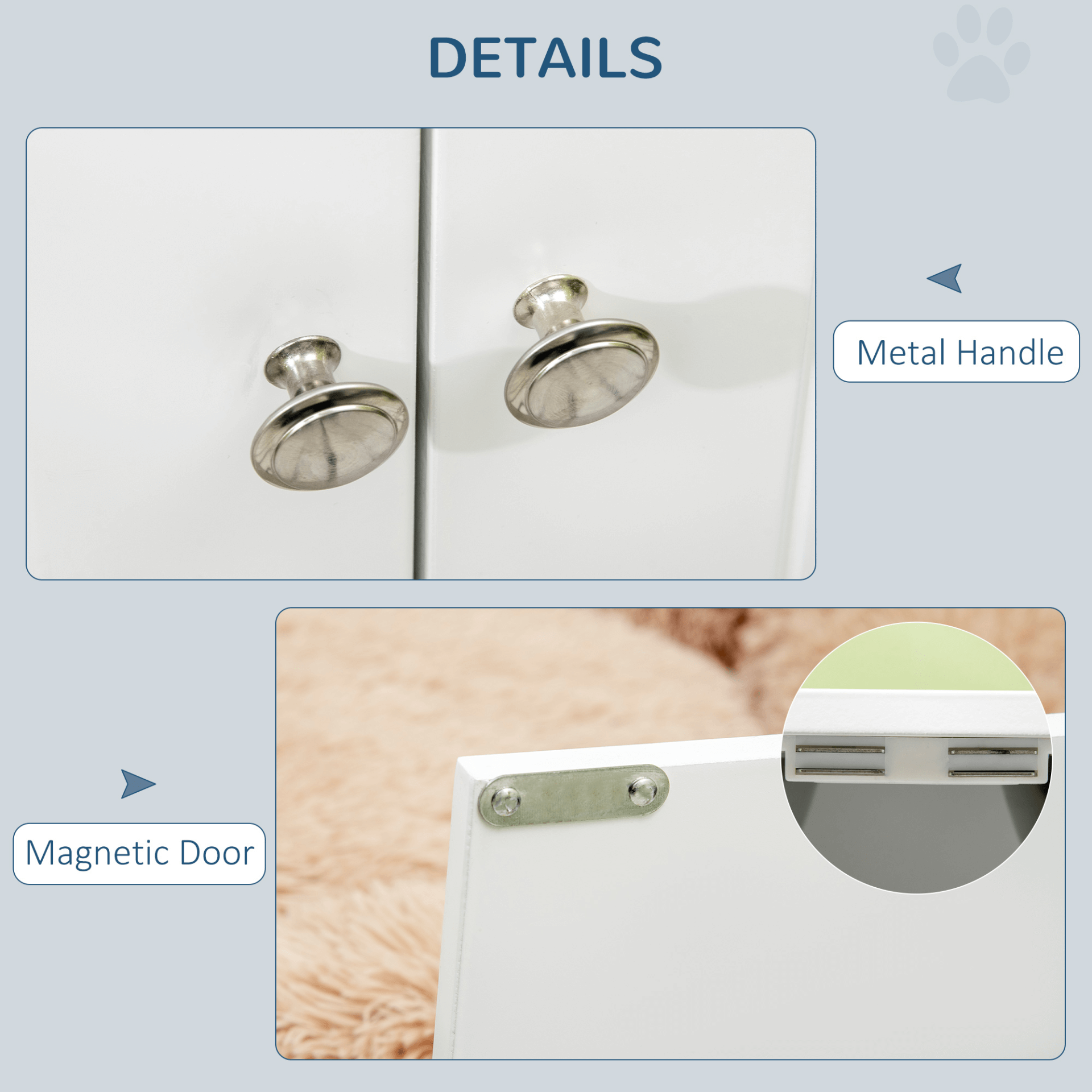 PawHut Raised Dog Bowls for Large Dogs - White, Elevate mealtime with PawHut's dog bowl set featuring storage, two stainless steel bowls, and a stylish stand for large dogs.