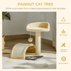 Beige Cat Tree with Scratching Posts & Toys, Keep cats entertained with a 2-level cat tree featuring sisal posts, perches, and a fun ball toy. Soft, plush fabric for ultimate comfort.