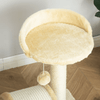 Beige Cat Tree with Scratching Posts & Toys, Keep cats entertained with a 2-level cat tree featuring sisal posts, perches, and a fun ball toy. Soft, plush fabric for ultimate comfort.