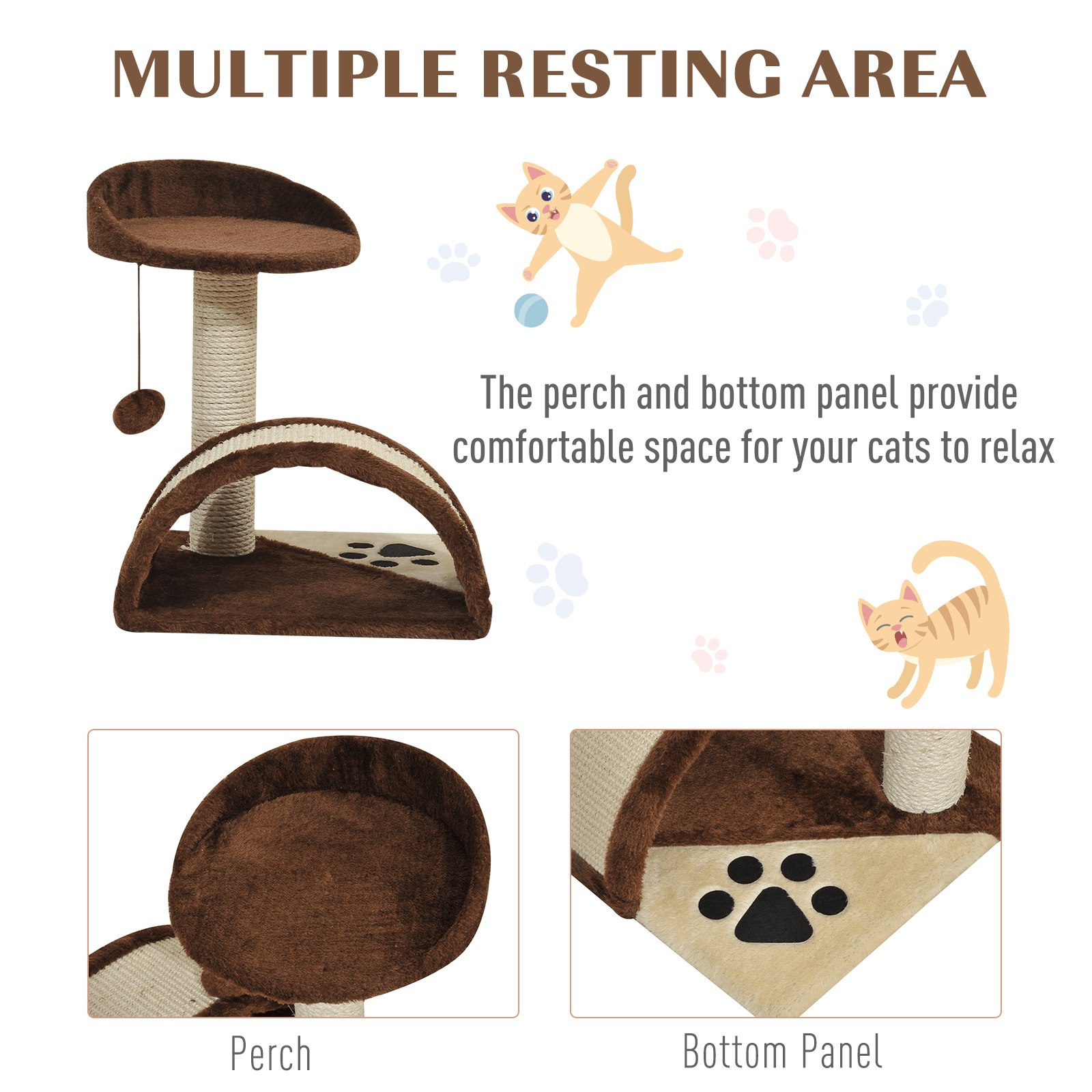 Cat Tree Activity Centre with Scratcher Post, Keep your cat entertained with our PawHut Cat Tree Centre. Features sisal scratching posts, hanging ball & more for endless fun. Perfect for any feline friend.