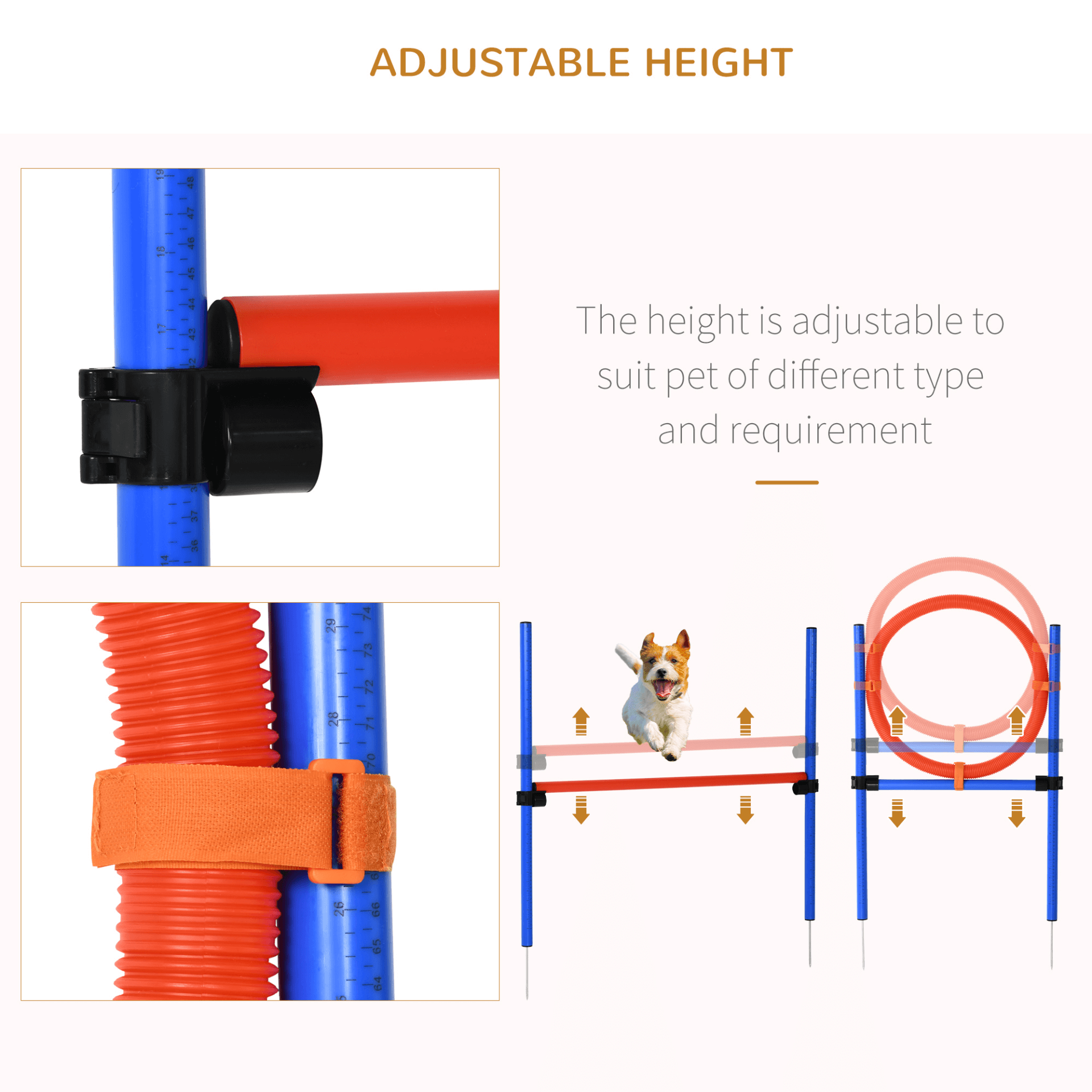 Adjustable Pet Agility Training Kit | Dog Exercise Set, Complete pet agility set with pole, hoop, & hurdle. Strengthen your bond with high-quality, durable training equipment for your dog.