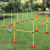 Portable Pet Agility Training Obstacle Set for Dogs, Enhance your dog's agility skills with the adjustable high jump, jumping ring, and turnstile poles. Perfect for all dog trainers.