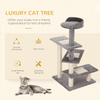 PawHut 100 cm Cat Tree - Grey | Multi-Level Activity Center, Entertain and comfort your cats with PawHut's 100 cm multi-level cat tree. Features cozy perches, scratching posts, and a spiral design.