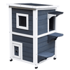 Grey 2-Floor Wooden Cat House with Window, Offer your cats a perfect outdoor retreat with our 2-floor wooden cat house featuring a cozy window. Ideal for keeping your feline friends safe and active.