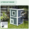 Grey 2-Floor Wooden Cat House with Window, Offer your cats a perfect outdoor retreat with our 2-floor wooden cat house featuring a cozy window. Ideal for keeping your feline friends safe and active.