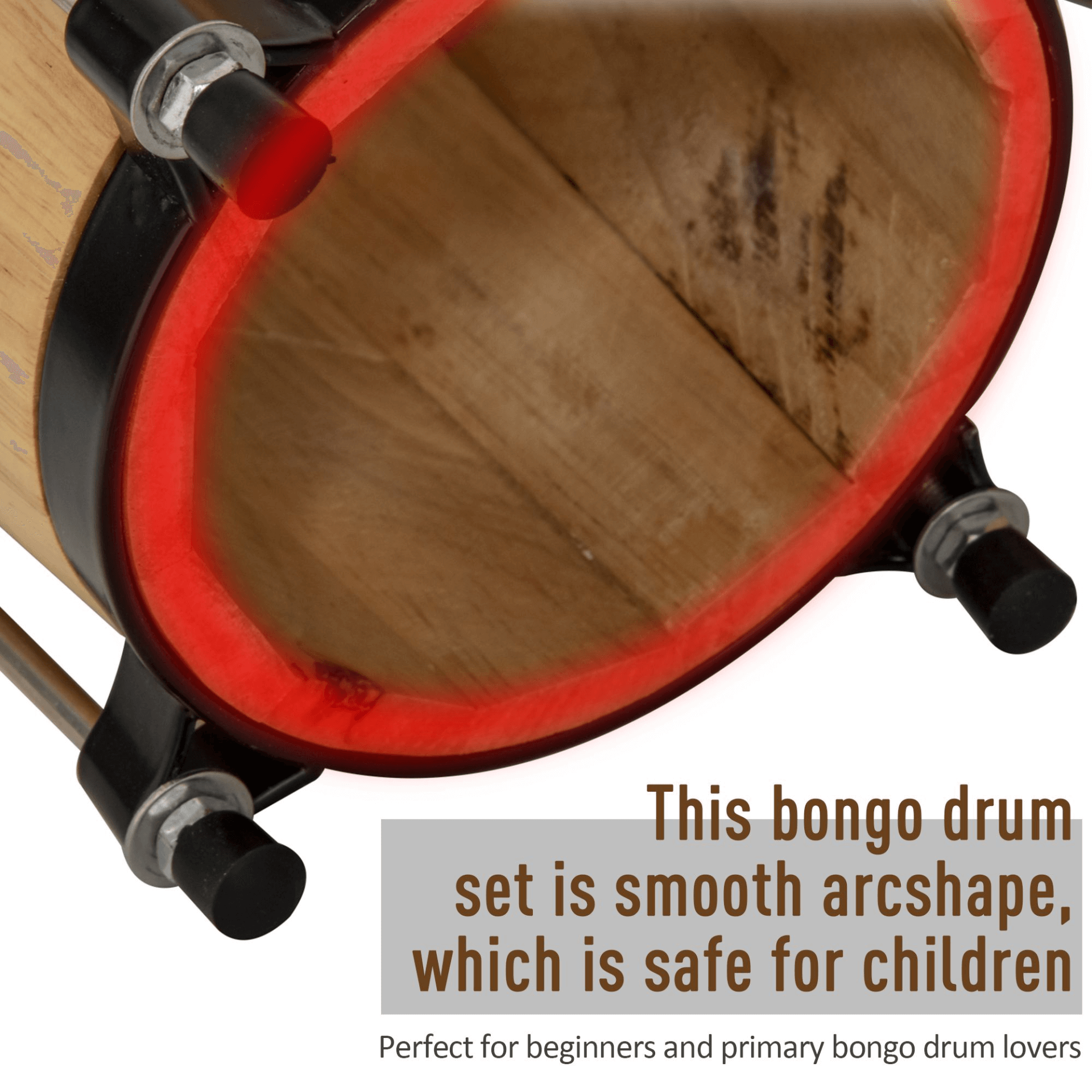 Wooden Bongo Drum Set - Ideal for All Ages, Explore vibrant sounds with this bongo drum set for kids and adults. Includes sheepskin heads, tuning wrench, and carry bag. Perfect for beginners!