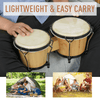 Wooden Bongo Drum Set - Ideal for All Ages, Explore vibrant sounds with this bongo drum set for kids and adults. Includes sheepskin heads, tuning wrench, and carry bag. Perfect for beginners!