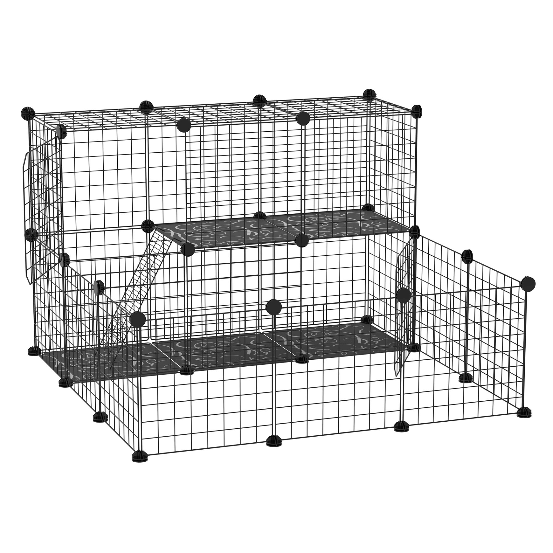 Expandable Pet Playpen with Door - Safe for Small Pets, Discover the PawHut Pet Playpen, perfect for guinea pigs, chinchillas & hedgehogs. Customizable, sturdy & secure. Ideal for playful small animals.