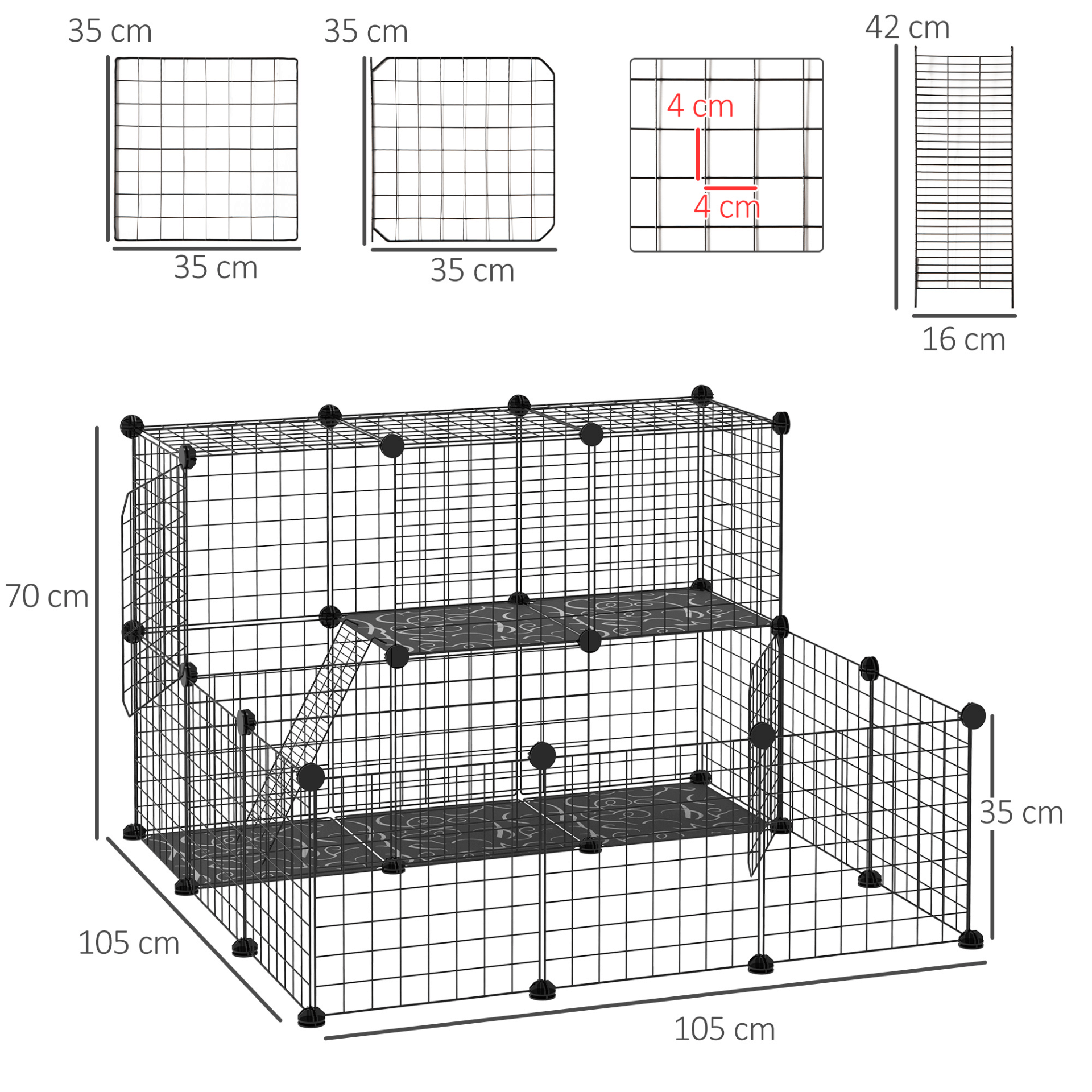 Expandable Pet Playpen with Door - Safe for Small Pets, Discover the PawHut Pet Playpen, perfect for guinea pigs, chinchillas & hedgehogs. Customizable, sturdy & secure. Ideal for playful small animals.