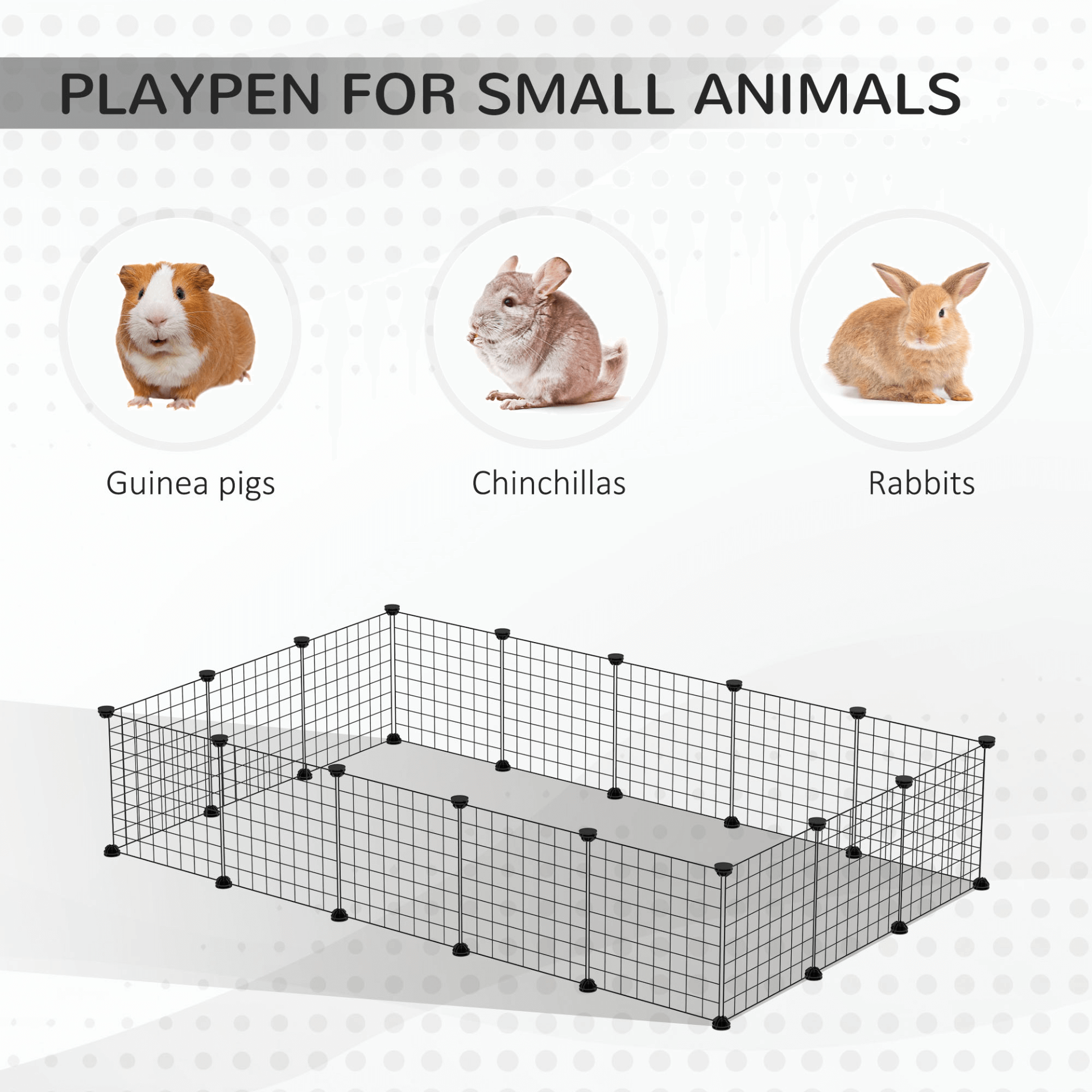 Expandable Pet Playpen with Door - Safe for Small Pets, Discover the PawHut Pet Playpen, perfect for guinea pigs, chinchillas & hedgehogs. Customizable, sturdy & secure. Ideal for playful small animals.