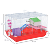 PawHut 2-Storey Portable Hamster Cage with Accessories, Discover the PawHut 2-Storey Hamster Cage, featuring a durable design, exercise wheel, water bottle, and food dishes for happy pets.