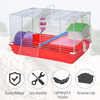 PawHut 2-Storey Portable Hamster Cage with Accessories, Discover the PawHut 2-Storey Hamster Cage, featuring a durable design, exercise wheel, water bottle, and food dishes for happy pets.