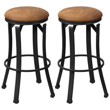 HOMCOM Vintage Bar Stools Set of 2 - 360° Swivel Design, Enjoy style and comfort with HOMCOM's vintage bar stools set of 2, perfect for breakfast bars and dining areas.