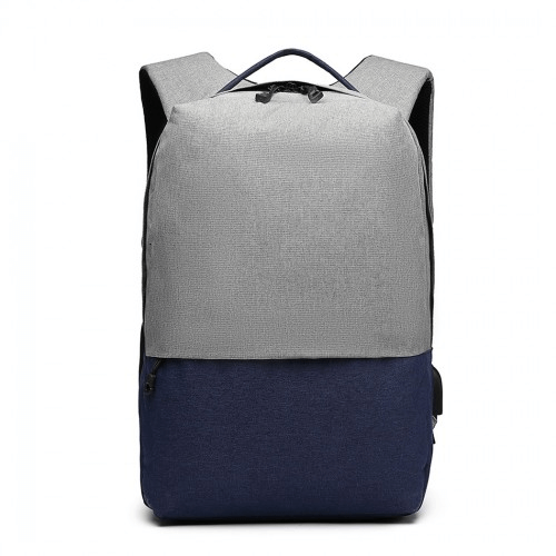 Kono Waterproof Backpack with USB Port - Grey/Blue, Discover the Kono Waterproof Basic Backpack with USB Charging Port, perfect for travel, school, and work. Stylish, durable, and multifunctional!