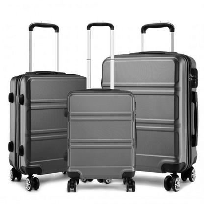 Durable & Stylish Kono Grey Suitcase Set - 3 Piece, Travel in style with the durable Kono 3 Piece ABS Suitcase Set in Grey. Perfect for city breaks and sunny holidays.