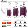 KONO 20-24-28" Hard Shell Suitcase Set - Stylish & Durable, Travel in style with KONO’s durable purple suitcase set featuring TSA locks and smooth 4 spinner wheels for effortless mobility.