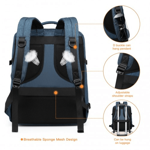 Kono Multi-level High-capacity Travel Backpack - Navy, Discover the Kono Multi-level Travel Backpack in Navy. High-capacity, durable, waterproof, and ideal for both travel and daily use.