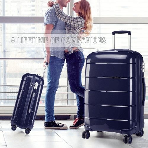 KONO 20-24-28” Navy Hard Shell Luggage Set, Durable 3-piece suitcase set with TSA lock, 360° wheels, and premium polypropylene material for ultimate travel convenience.