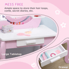 ZONEKIZ Kids Pink Vanity Set - Princess Dressing Table, Transform your child's room with this charming pink vanity set, featuring a mirror, stool, and ample storage for ages 3-6.