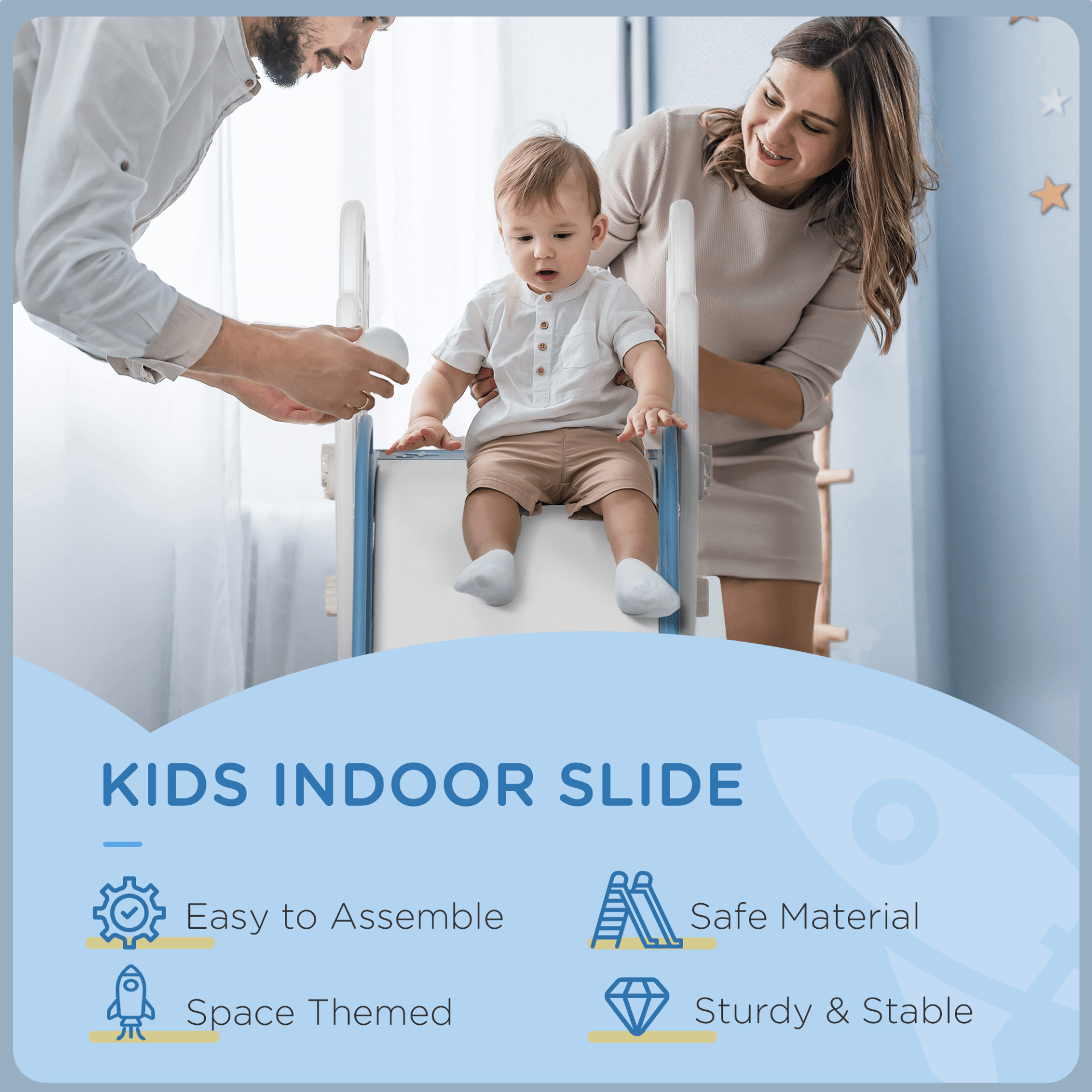 AIYAPLAY Kids Slide - Indoor Space Fun for Toddlers, Discover the AIYAPLAY Kids Slide, where space-themed play meets safety for toddlers aged 1.5-3 years. Endless fun awaits!