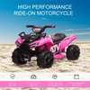 Pink 6V Quad Bike for Kids - Toddlers ATV Ride On Toy, Thrill your toddler with the HOMCOM 6V Electric Ride On Car! Ideal for 18-36 mo. with music & forward motion for endless fun. Safe & exciting ride.