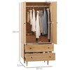 2 Door Wardrobe with Drawers - Stylish Bedroom Storage, Upgrade your bedroom with our 2 Door Wardrobe in natural wood. Ample storage with drawers and hanging rail. Anti-tipping for safety.